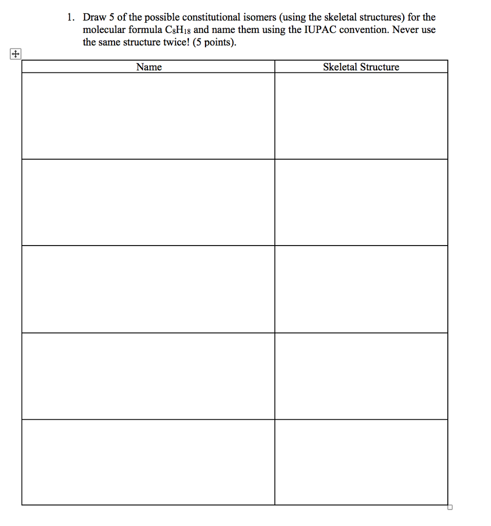 Solved 1. Draw 5 of the possible constitutional isomers | Chegg.com