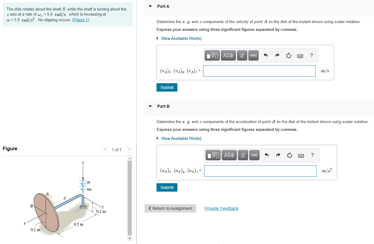 Solved y Part A The disk rotates about the shaft S, while | Chegg.com