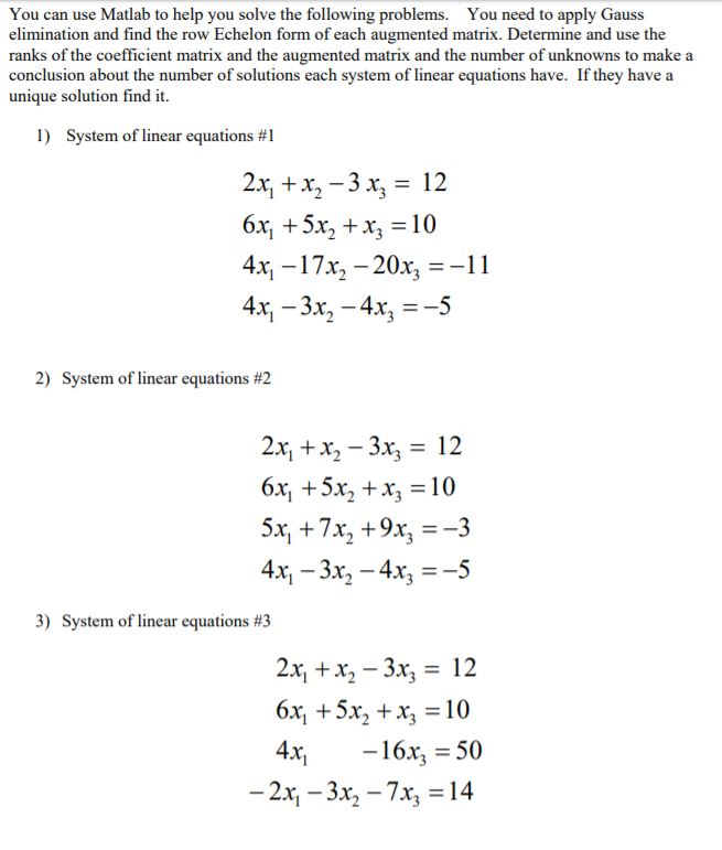 Solved You can use Matlab to help you solve the following | Chegg.com