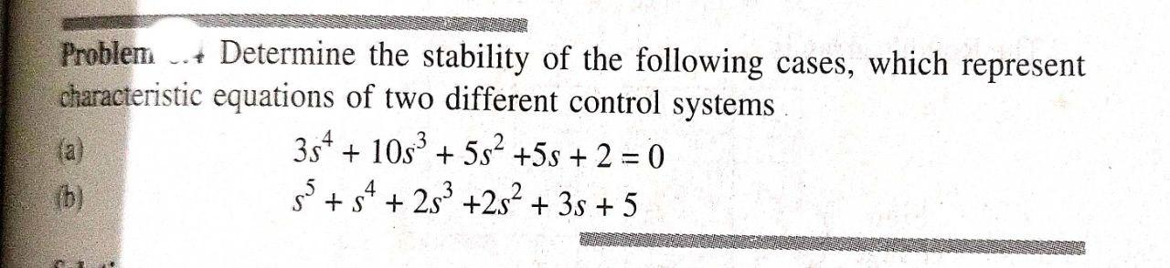 Solved Problem - Determine The Stability Of The Following | Chegg.com