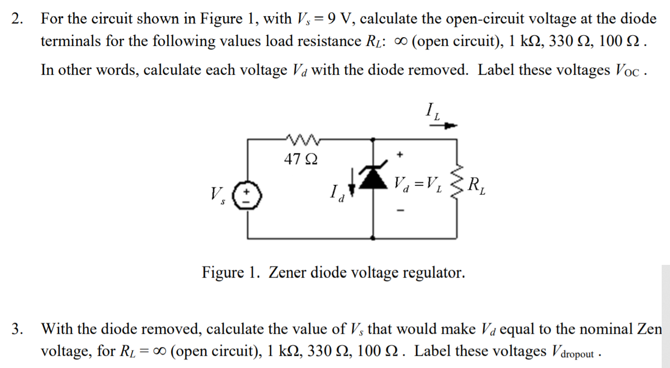 2. For the circuit shown in Figure 1, with Vs = 9 V, | Chegg.com