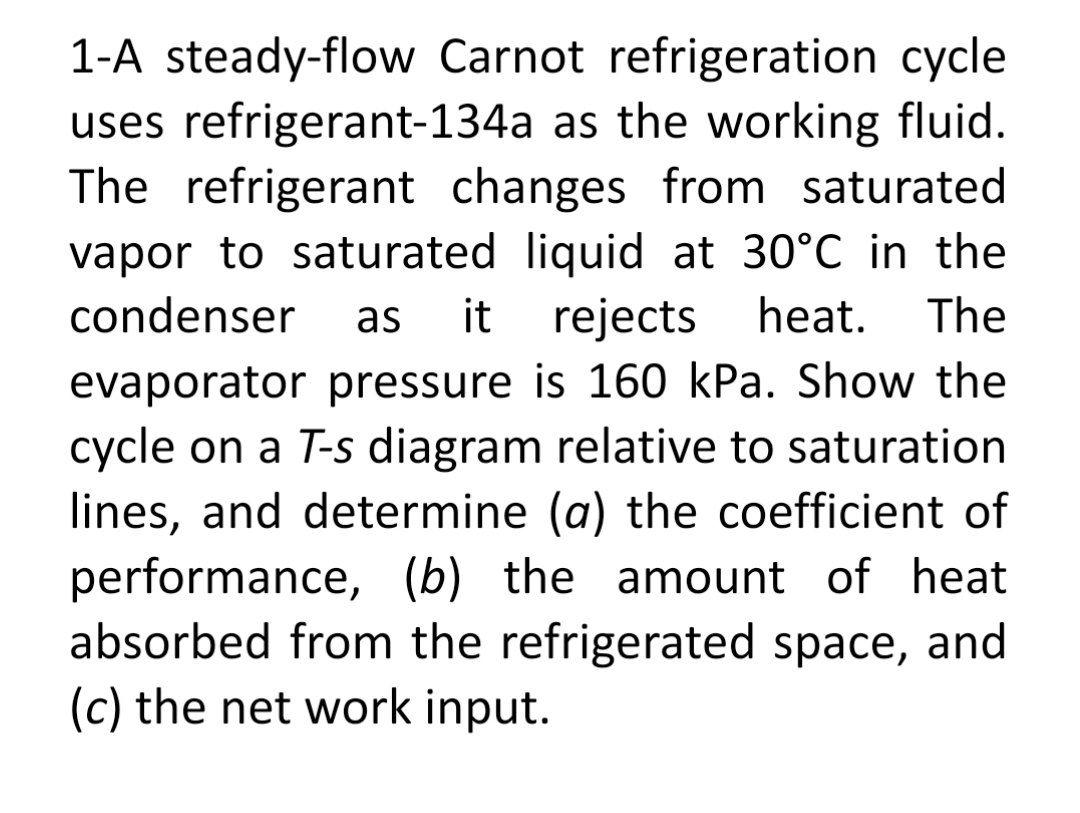 Solved as 1A steadyflow Carnot refrigeration cycle uses