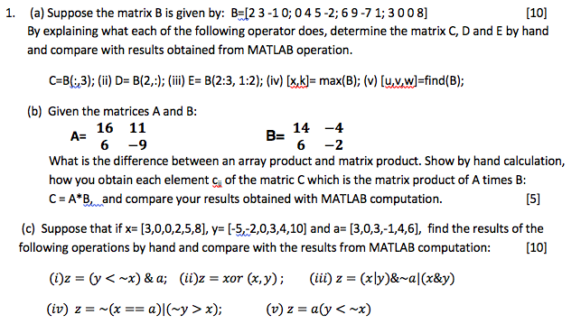 Solved B= 1. (a) Suppose The Matrix B Is Given By: B=123-10; | Chegg.com