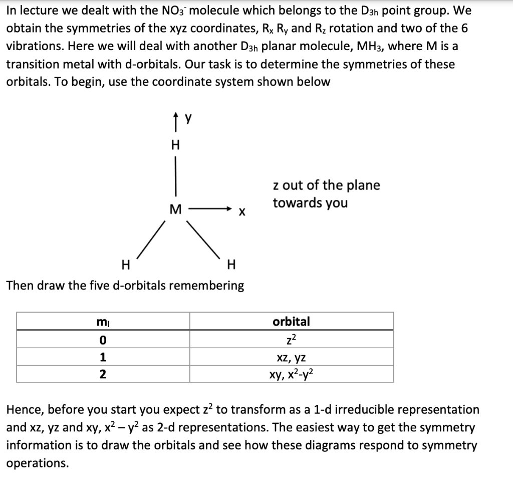 Solved In lecture we dealt with the NO3 molecule which | Chegg.com