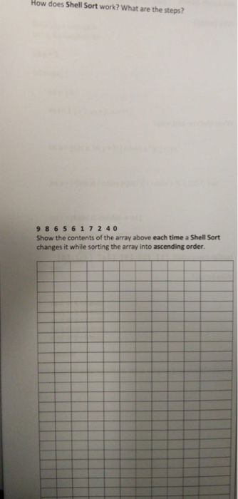 Solved How does Shell Sort work? What are the steps? 9 | Chegg.com