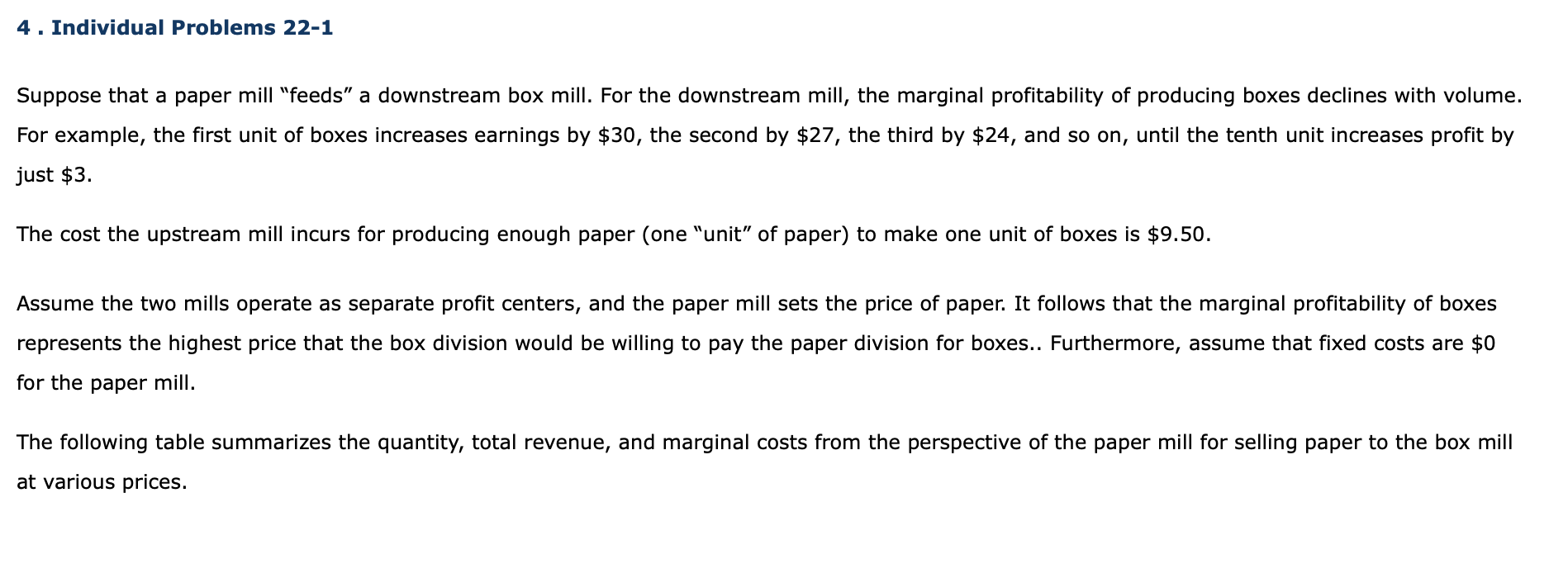 Solved 4. Individual Problems 221 Suppose that a paper mill