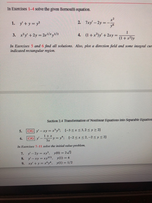 Solved In Exercises 1-4 solve the given Bernoulli equation. | Chegg.com