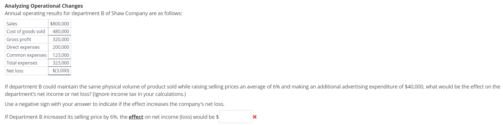 Solved Analyzing Operational Changes Annual operating | Chegg.com