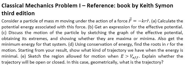 Solved Classical Mechanics Problem - Reference: Book By | Chegg.com