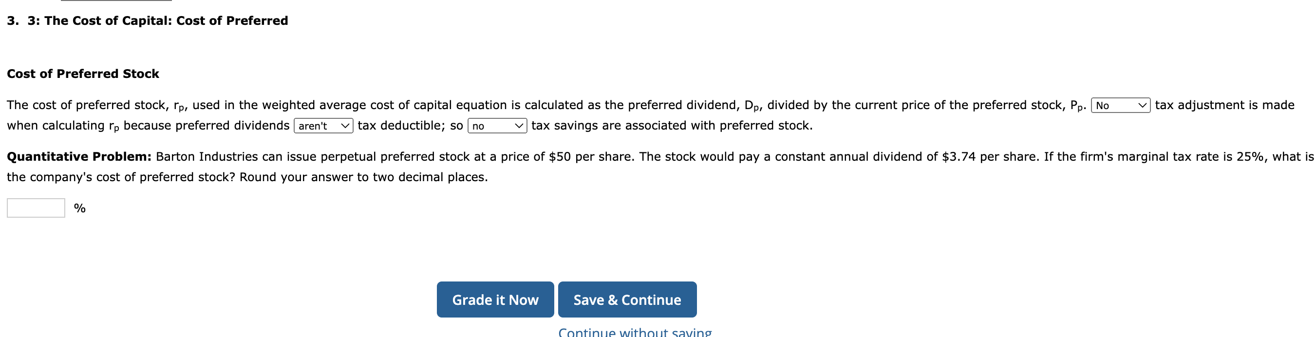 Solved 3. 3: The Cost of Capital: Cost of Preferred Cost of | Chegg.com