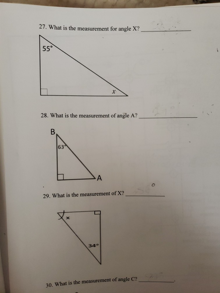 Solved 27. What is the measurement for angle X? 28. What is | Chegg.com