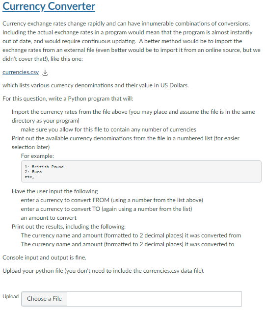 Solved Currency Converter Currency exchange rates change | Chegg.com