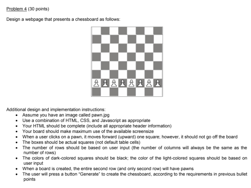 Solved Problem 4 (30 points) Design a webpage that presents | Chegg.com