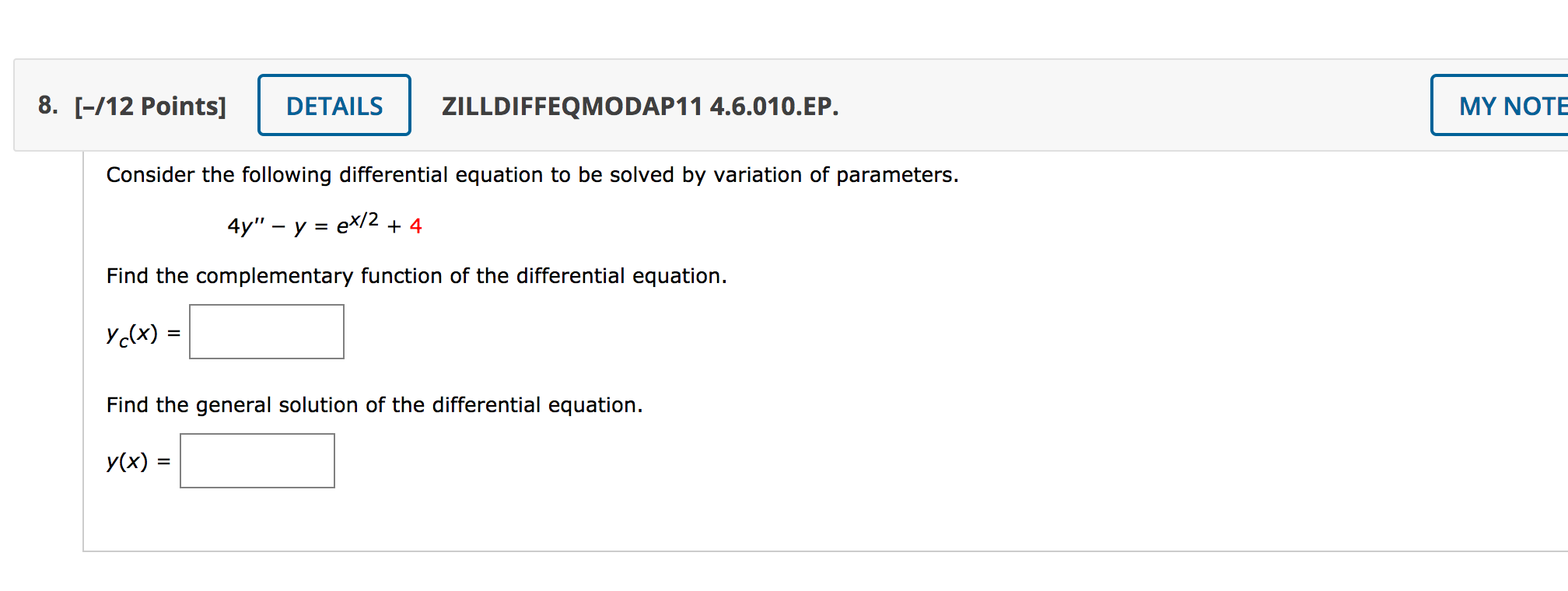 Solved 8. [-/12 Points] DETAILS ZILLDIFFEQMODAP11 | Chegg.com