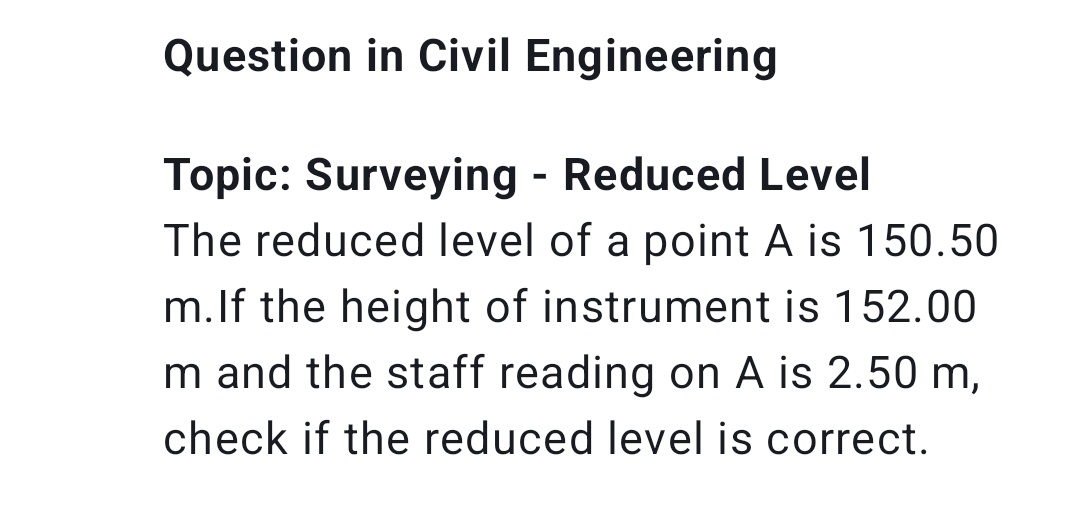 Solved Question in Civil Engineering Topic: Surveying - | Chegg.com