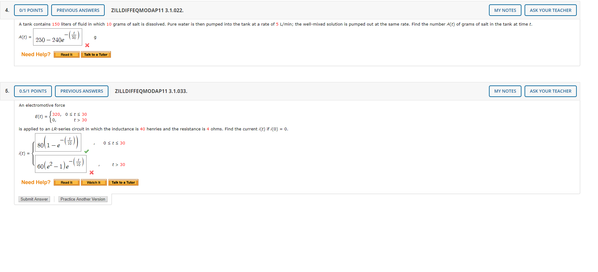 Solved 0/1 POINTS PREVIOUS ANSWERS ZILLDIFFEQMODAP11