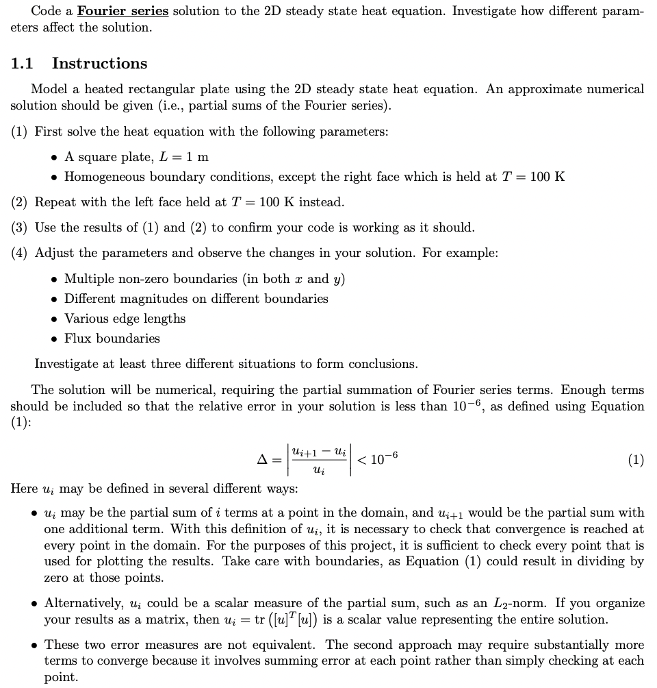 Solved Code A Fourier Series Solution To The 2D Steady State | Chegg.com