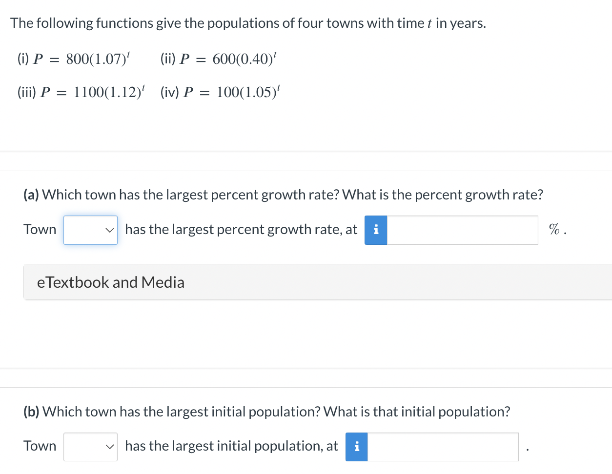 Solved The following functions give the populations of four | Chegg.com