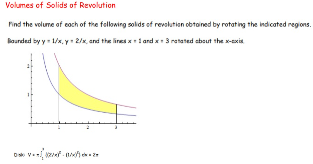 Solved Volumes Of Solids Of Revolution Find The Volume Of | Chegg.com