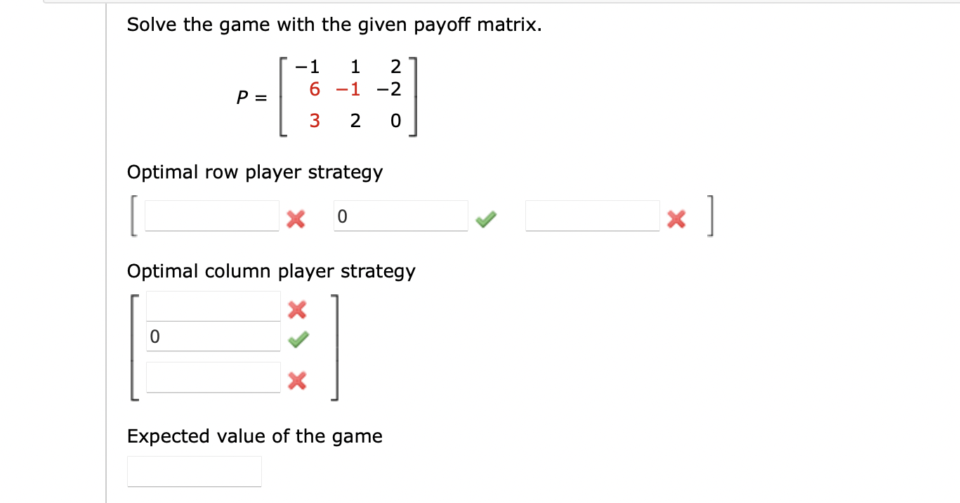 Solved Solve The Game With The Given Payoff | Chegg.com