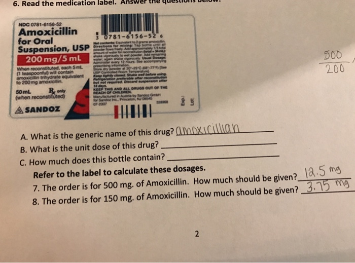 Solved Read the medication label. What is the generic name