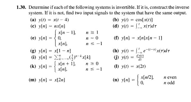Solved 1.30. Determine if each of the following systems is | Chegg.com
