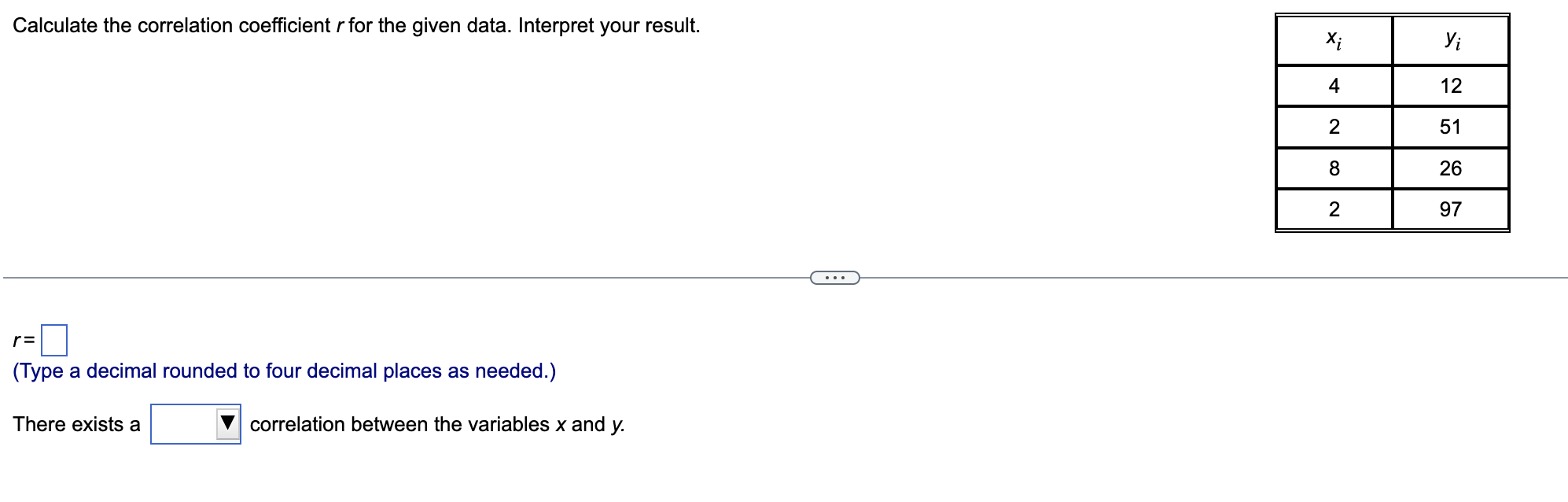 Solved Calculate the correlation coefficient r for the given | Chegg.com