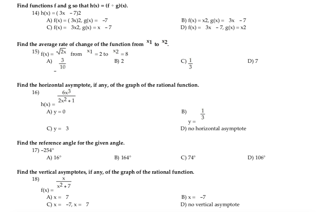 Solved Find Functions F And G So That H X Fºg X 14 Chegg Com