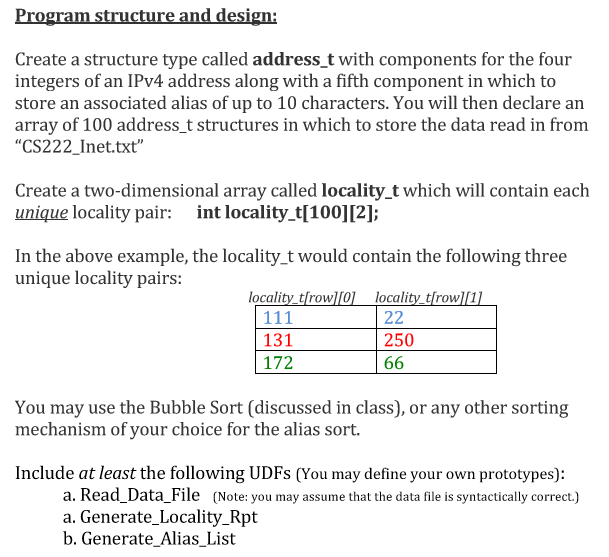 Solved Program structure and design: Create a structure type | Chegg.com