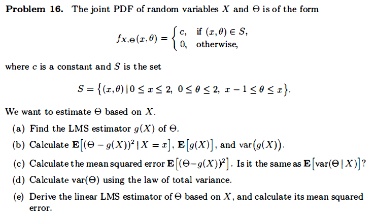 Problem 16 The Joint Pdf Of Random Variables X An Chegg Com