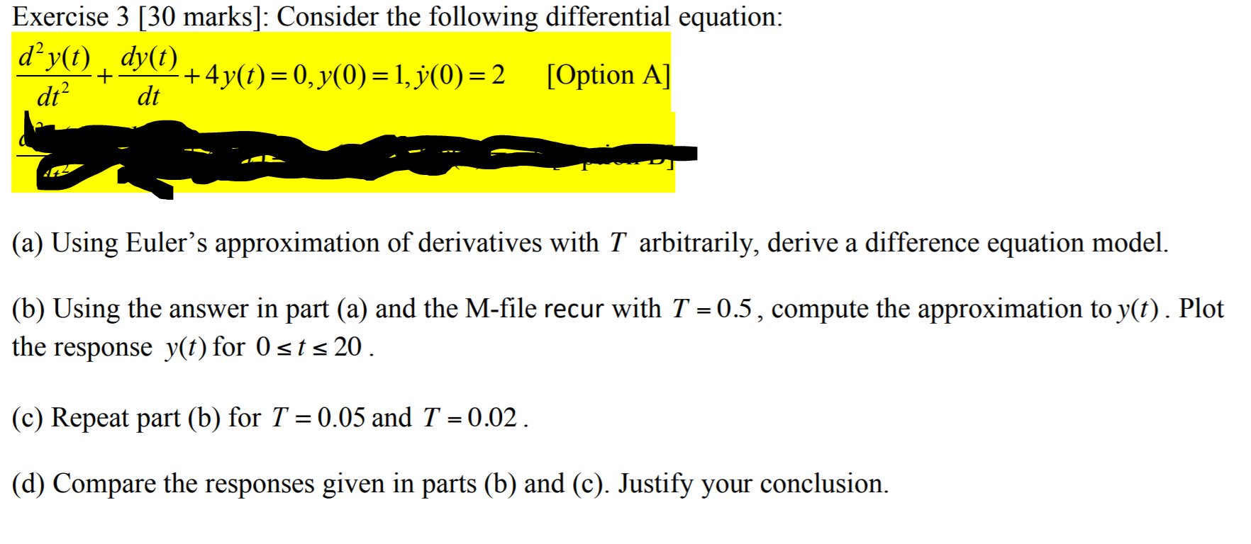 Solved Exercise 3 [30 Marks] Consider The Following