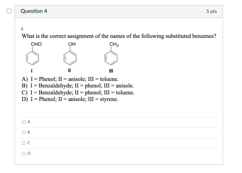 Solved Question 4 5 Pts 4 What Is The Correct Assignment Of