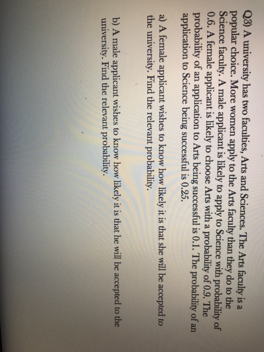 Solved Q8 A University Has Two Faculties Arts And Chegg
