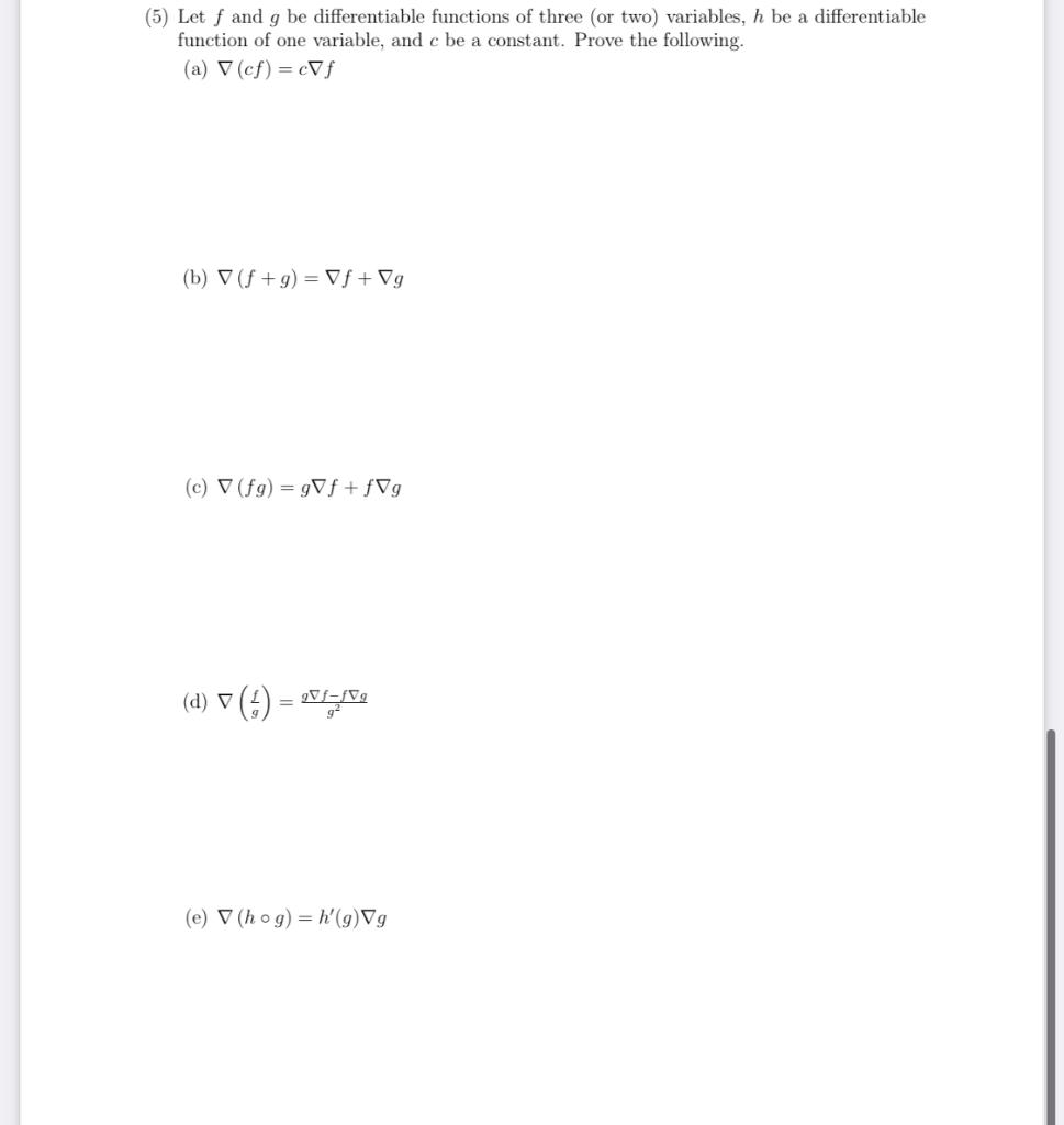 Solved (5) Let f and g be differentiable functions of three | Chegg.com