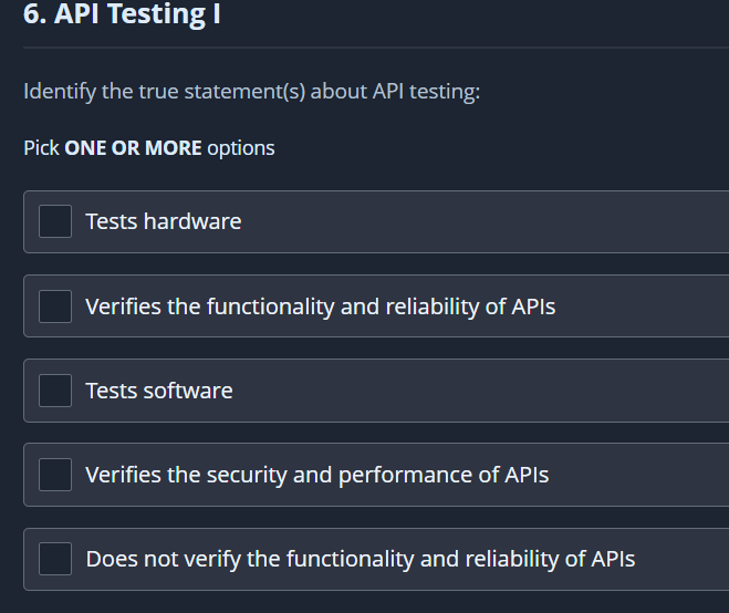 Solved 6. API Testing! Identify the true statement(s) about | Chegg.com