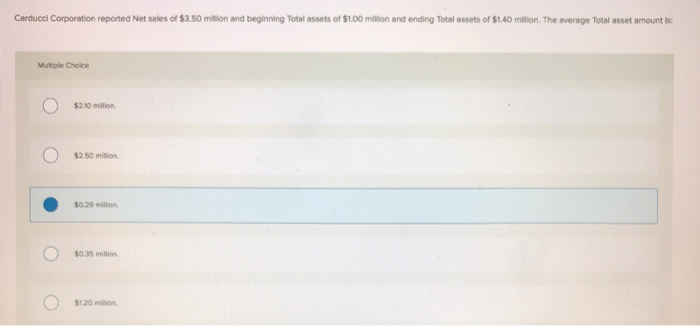 Solved Carducci Corporation Reported Net Sales Of $3.50 