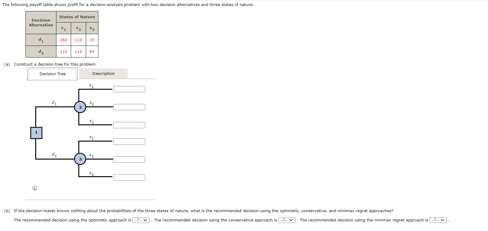 Solved (a) Construct a decision tree for this problem. (1) | Chegg.com