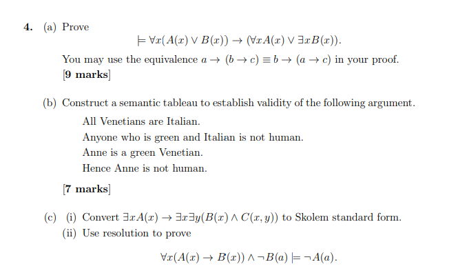 Solved A Prove ∀xax ∨ Bx → ∀xax ∨ ∃xbx You 3882