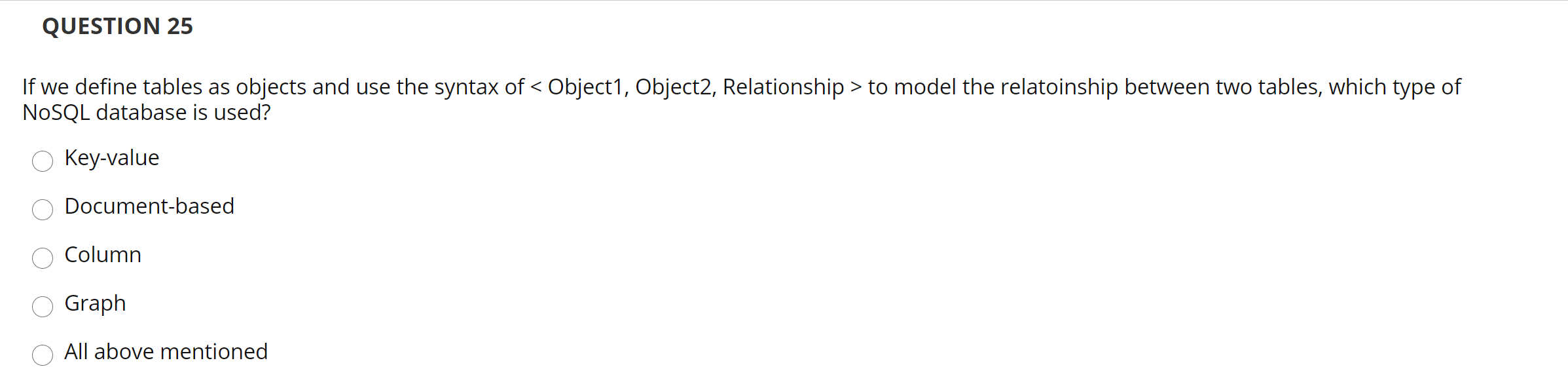 Solved QUESTION 25 If we define tables as objects and use