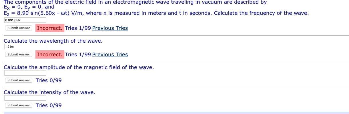 Solved The components of the electric field in an | Chegg.com