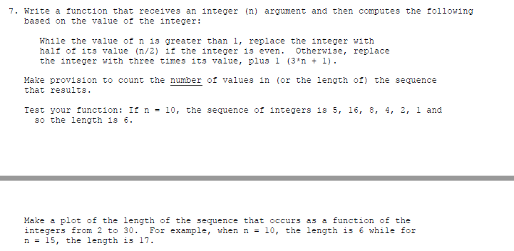 7. Write a function that receives an integer (n) | Chegg.com