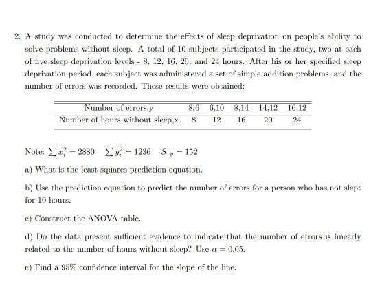 Solved 2. A study was conducted to determine the effects | Chegg.com