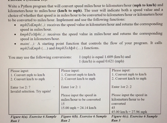 Solved Write a Python program that will convert speed Chegg