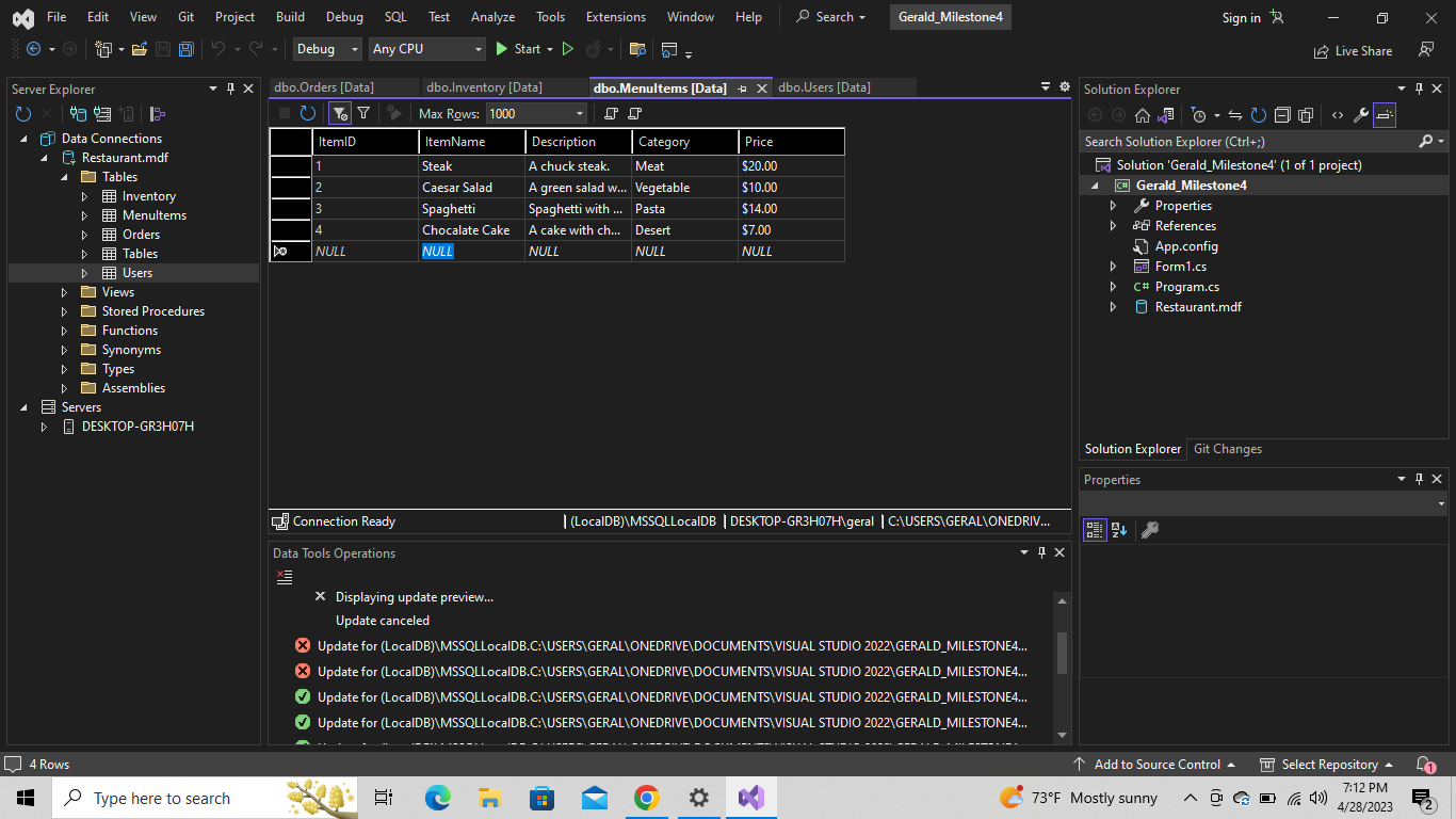 Solved Visual Studio Help I'm supposed to make Insert Forms