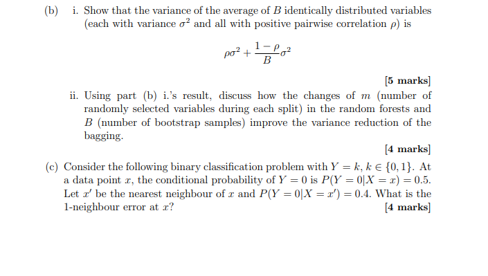 Solved (b) I. Show That The Variance Of The Average Of B | Chegg.com