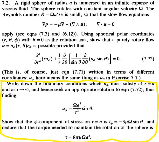 Solved 7.2. A rigid sphere of radius a is immersed in an