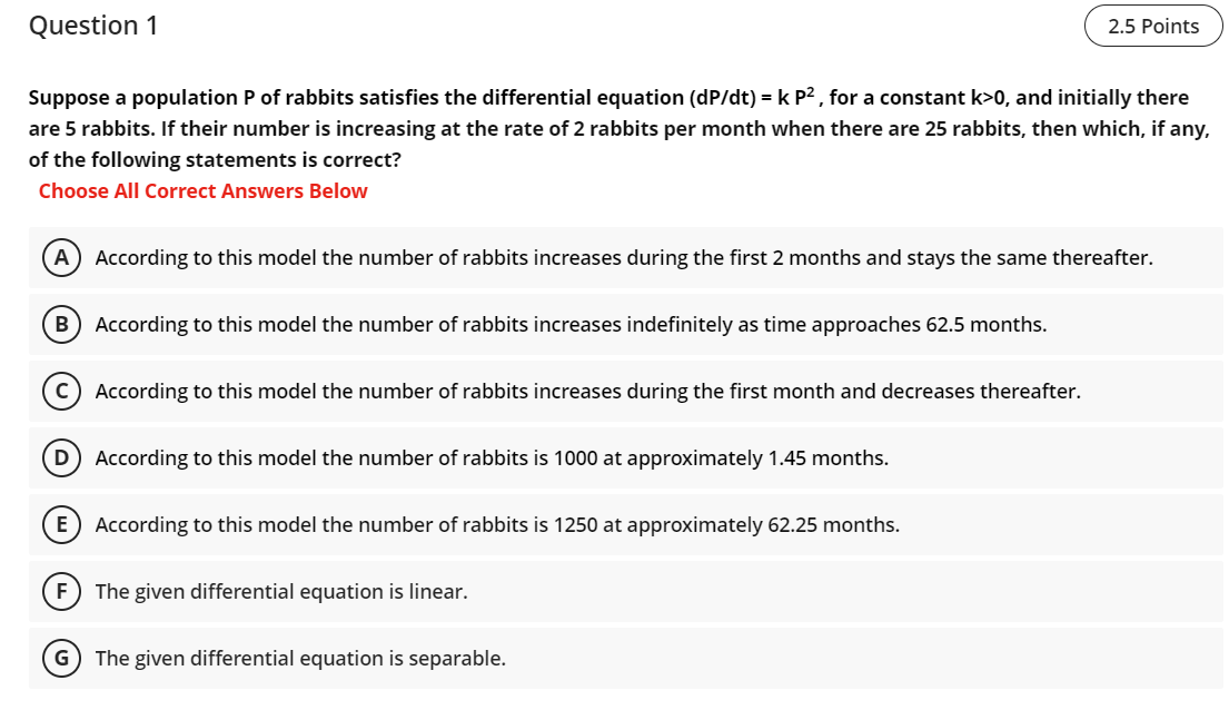 Solved Suppose A Population P Of Rabbits Satisfies The | Chegg.com