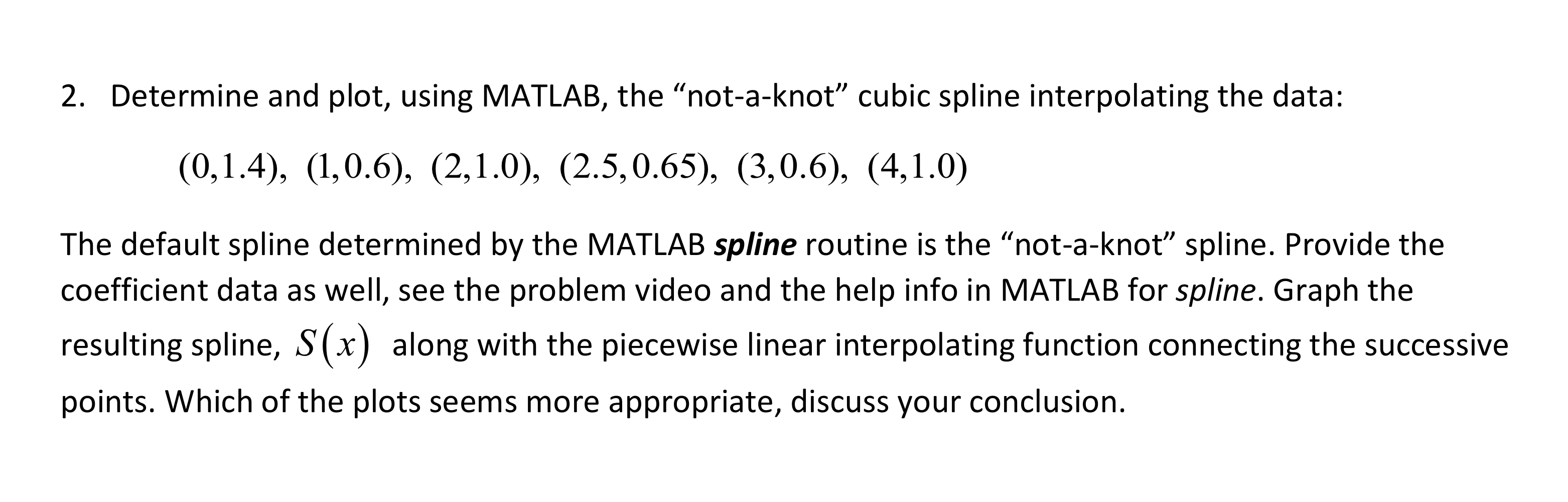 Solved 2. Determine and plot, using MATLAB, the "notaknot”