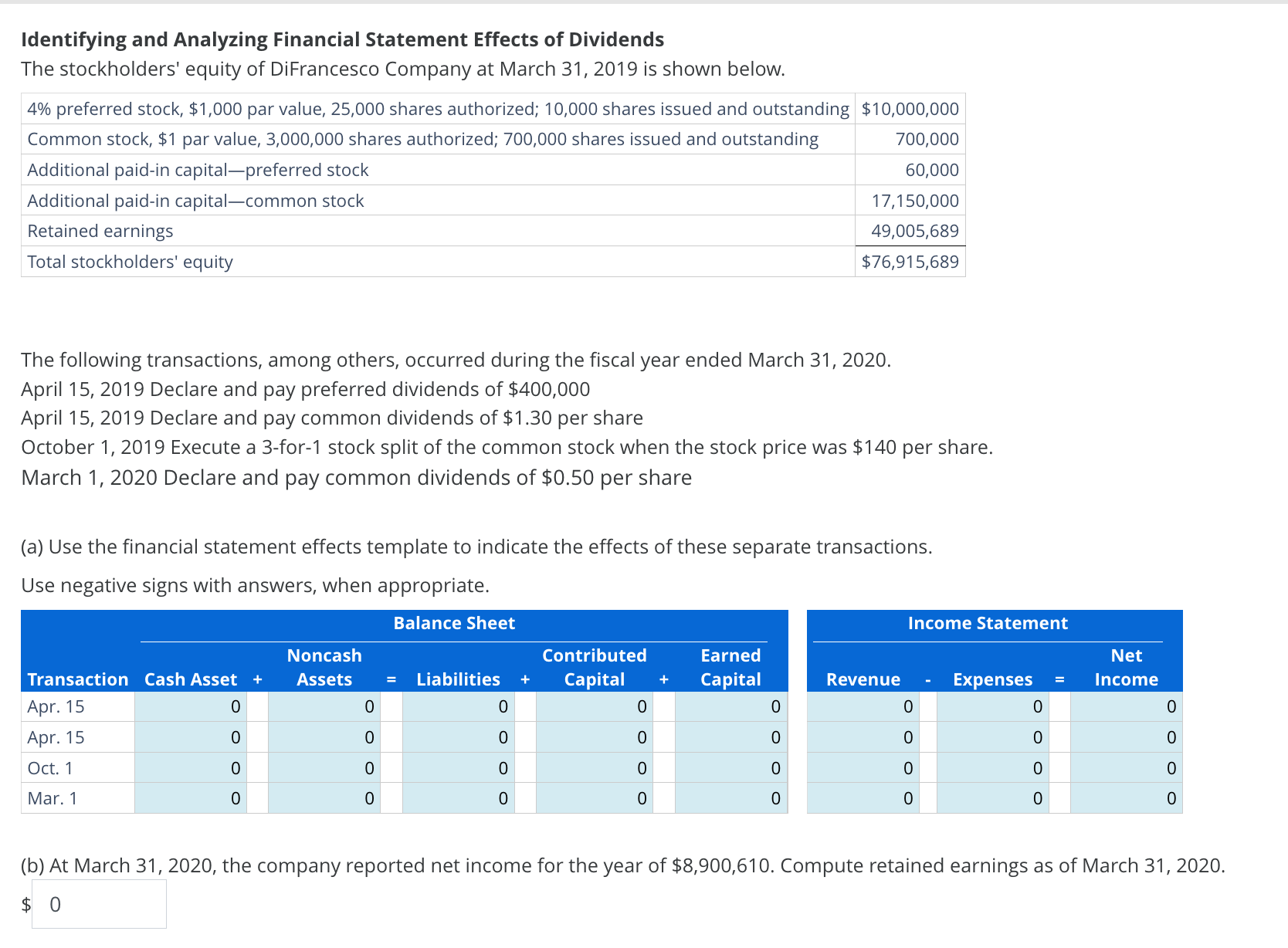 Solved Identifying And Analyzing Financial Statement Effects 0402