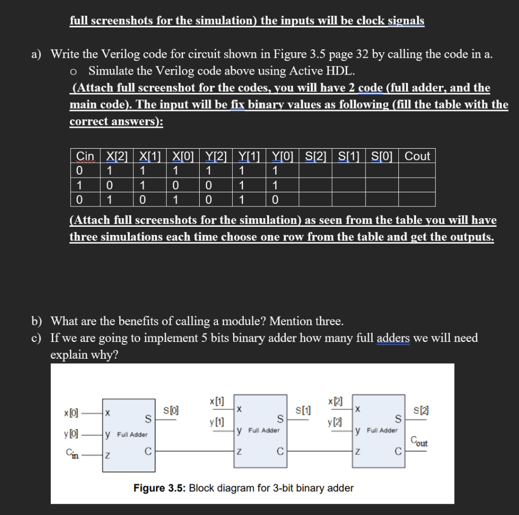 Solved full screenshots for the simulation) the inputs will | Chegg.com
